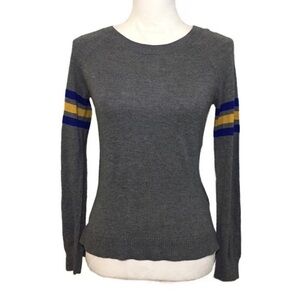 NWOT Gray Stripe Crewneck Sweater Top Pink Rose